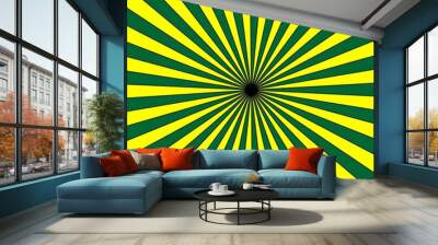 Simple Green sunshine sunburst background illustration Wall mural