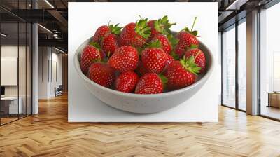 strawberries isolated on white bowl AI generated Wall mural