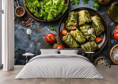 Stuffed cabbage leaves with meat Wall mural