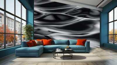 Stylish waves graphite grey digital art. Wall mural