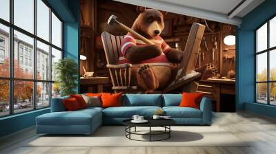 teddy bear on the chair Wall mural