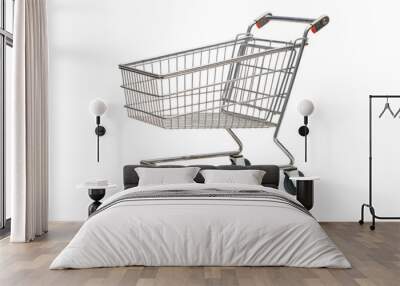 The Silver Guardian: A Shopping Carts Odyssey on White or PNG Transparent Background. Wall mural