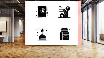 Vector Pack of 4 Icons in Solid Style. Creative Glyph Pack isolated on White Background for Web and Mobile. Wall mural