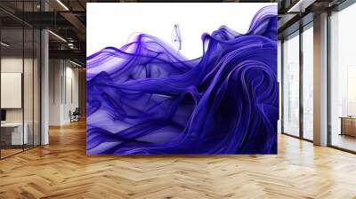 Vibrant indigo wave abstract design, deep and captivating, isolated on a white backdrop Wall mural