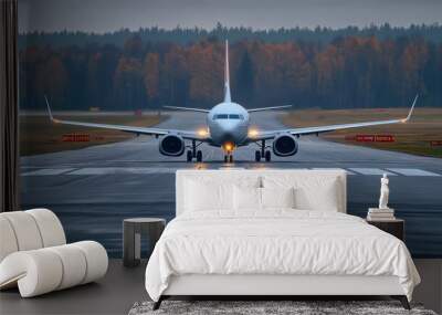 View from eye to eye on the plane on the taxiway Wall mural