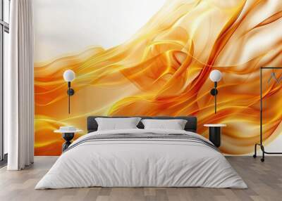 Warm amber wave abstract background, glowing and comforting, isolated on white Wall mural