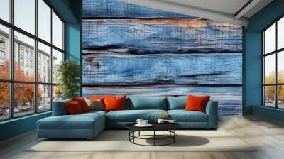 Weathered Blue Wooden Planks Wall mural