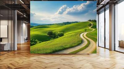 Winding Road Through Lush Rolling Hills Wall mural