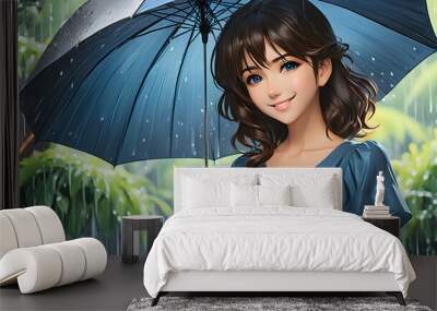 woman under umbrella Wall mural