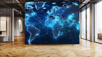 World map. global social Network technology concept Wall mural