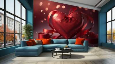 heart with golden ribbon Wall mural