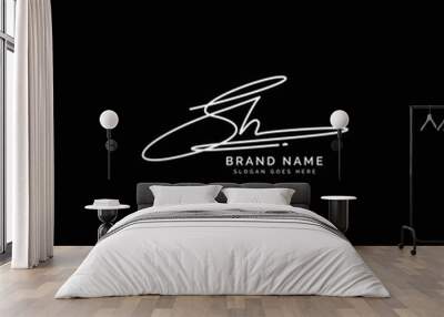 Initial Letter SH Logo in signature and handwritten style Wall mural