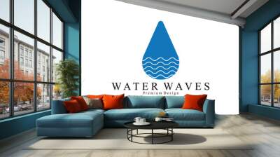 Abstract watermark. Water drop symbol with waves. Isolated Brand Identity Company logo design template on white background Wall mural