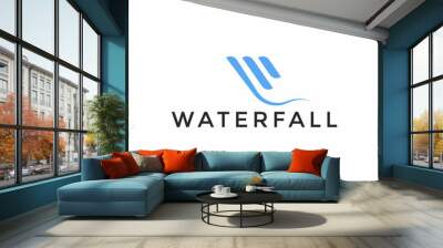 Modern W Letter Waterfall Logo Design Template Wall mural