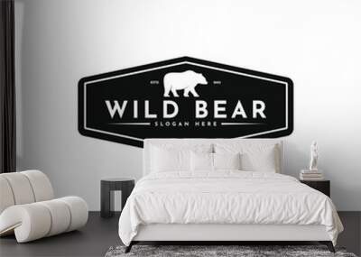 Wild bear logo design vintage retro Wall mural