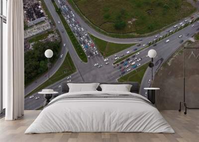 Aerial view of busy road intersection Wall mural