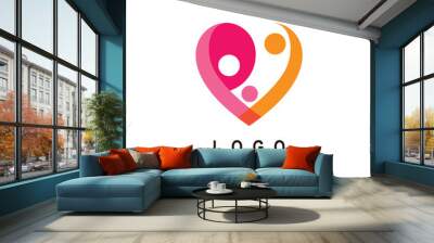 people logo with love, family, kids care, social design template Wall mural