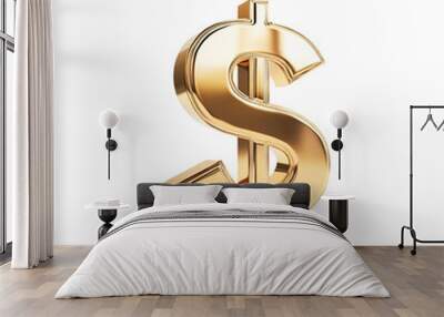 gold dollar sign on a transparent background Wall mural