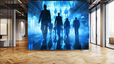 Business people team over blue abstract background  Wall mural