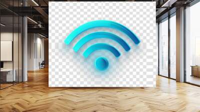 Colorful wifi icon isolated on transparent background, wi-fi wireless internet signal flat icon for apps Wall mural