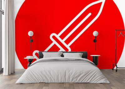 Dagger Line White Circle Red Icon Design Wall mural