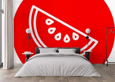 Watermelon Slice Line White Circle Red Icon Design Wall mural