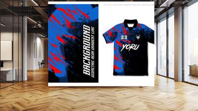 sublimation jersey design background sporty pattern stripes red blue black grunge brush modern abstract striking geometric texture Wall mural