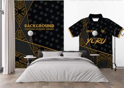 sublimation jersey design background traditional element ornamental south east asia malaysia indonesia songket pattern texture luxury abstract geometric polygon banner Wall mural