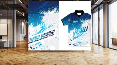 sublimation jersey design blue white splash halftone splash background abstract colour gradient sporty football basketball soccer netball  Wall mural