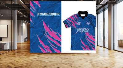 Sublimation Jersey design claw ripped neon color combination vector background blue pink, modern classic pattern texture, abstract sport apparel soccer football cycling fishing running basketball Wall mural