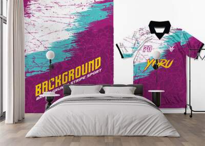 sublimation jersey design vector background, brush grunge blue white purple, flower pattern modern off road adventure soccer football cycling running basketball sports template gaming Wall mural