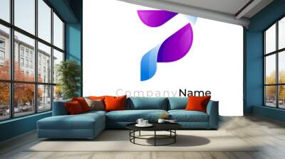 Letter P logo with up arrow design template Wall mural