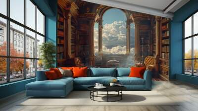 old house in the old townA library full of books with tales that take readers to places beyond their wildest dreams and pages full of the whispered secrets of the souls that dream.j Wall mural