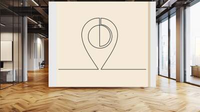 Continuous single one line drawing of pin map navigation. Line art of location point marker. Vector illustration Wall mural