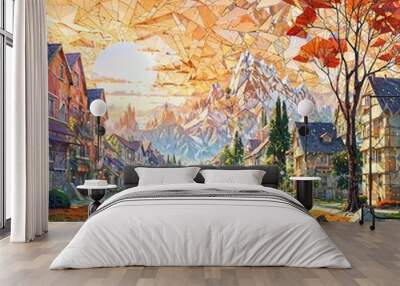 Autumn landscape in the city Wall mural