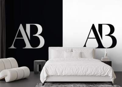 AB a b letter design logo logotype concept with serif font and elegant style. Vector illustration icon with letters A and B. Wall mural