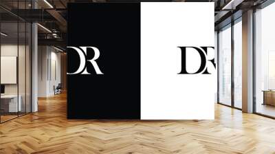 Abstract Initial text RD or DR Typography Letter Logo Vector. Illustration of Letter RD DR Template Logotype in black and white color Wall mural