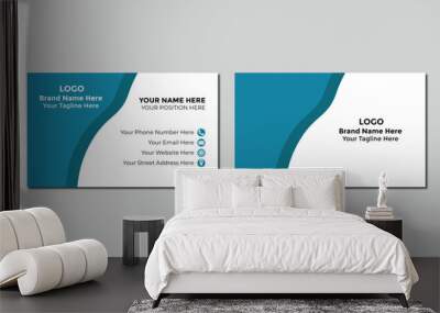 Cyan color business card Creative and clean business card Modern business card  Wall mural