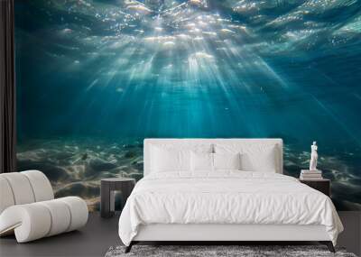 underwater scene with rays of light Wall mural