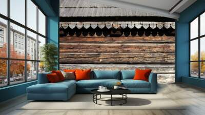 Rustic wall of log cabin Wall mural