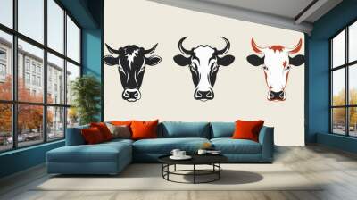 modern shape head dairy cows logo vector icon illustration AI generated Wall mural