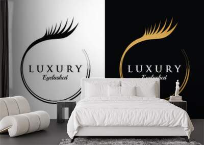 Beautiful and luxurious and modern woman's eyelashes and eyebrows logo design. Logo for business, beauty salon, makeup, eyelash shop. Wall mural