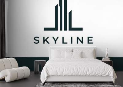 Healthy modern city skyline logo template design.Logo for business, property, building and architect. Wall mural