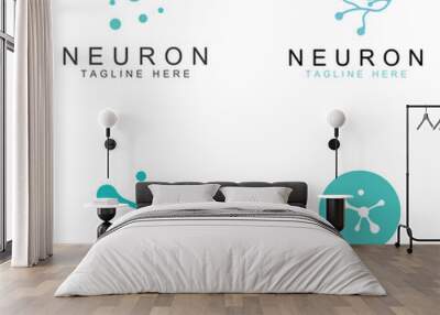 Neuron logo or nerve cell logo with concept vector illustration template. Wall mural