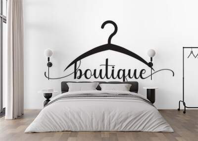 Simple coat hanger logo template design with creative idea.Logo for business, boutique, fashion, beauty. Wall mural