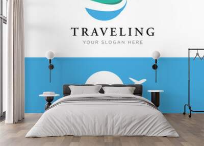 Summer travel agency holiday airlines creative logo design.logo for business, airline ticket agents, holidays and companies. Wall mural