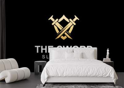 Sword, shield and king's sword logo. Logo design vector illustration template. Wall mural