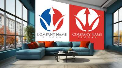 Trident Logo Template vector icon Wall mural