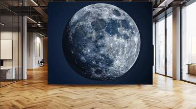 The moon with a solid dark blue background. Wall mural