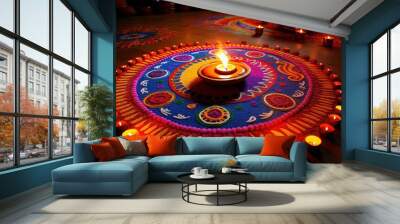 Happy Diwali. Happy Diwali Concept. Happy Diwali Background. Happy Diwali Theme. Generative Ai Wall mural